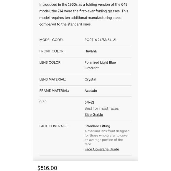 Authentic PERSOL 714 SUNGLASSES 24/S3 Havana Polarized Lens Steve McQueen 54-21 - Picture 16 of 16